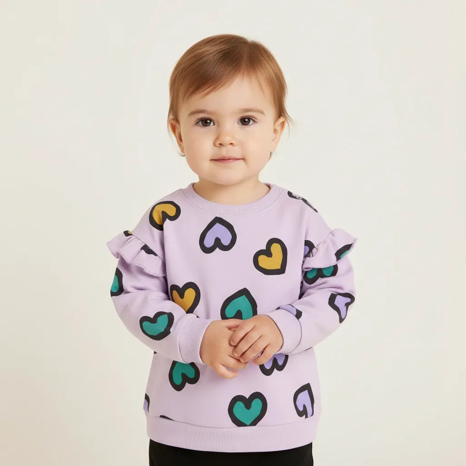 Sinsay Baby Girl's Purple Heart Printed Blouse