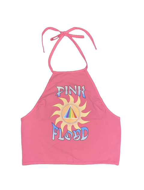 Pink Floyd Women's Pink Sleeveless Open Back Crop Top |Pink Floyd In Lebanon