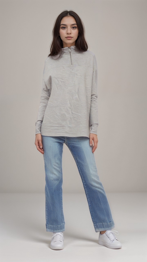 LeGer Women's Grey Oversized Sweatshirt | LeGer in Lebanon