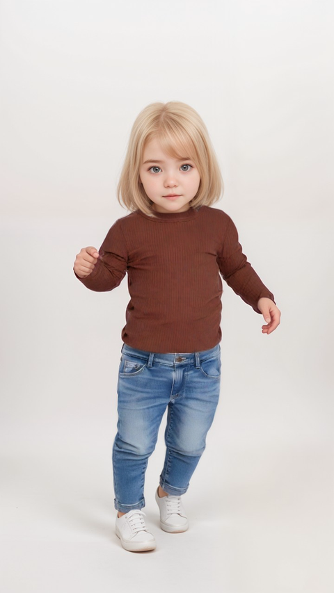 POMPdeLUX Girl's Brick Long-Sleeve Blouse |POMPdeLUX in Lebanon