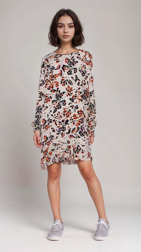 Cybele Women's Multicolor Long-Sleeve Sleep Dress |Cybele in Lebanon