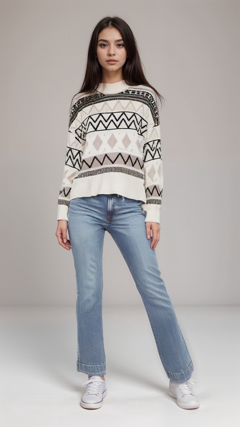 LeGer Women's Beige Long-Sleeve Sweatshirt |LeGer in Lebanon