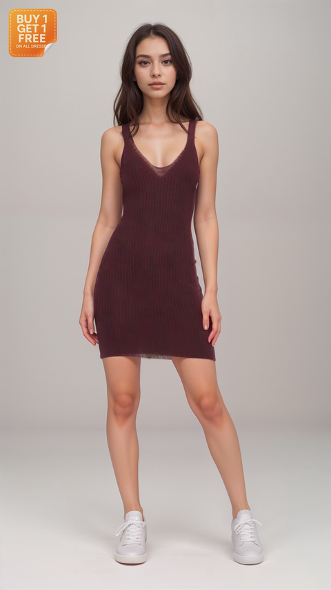 LeGer Women's Dark Purple Slim Dress |LeGer in Lebanon
