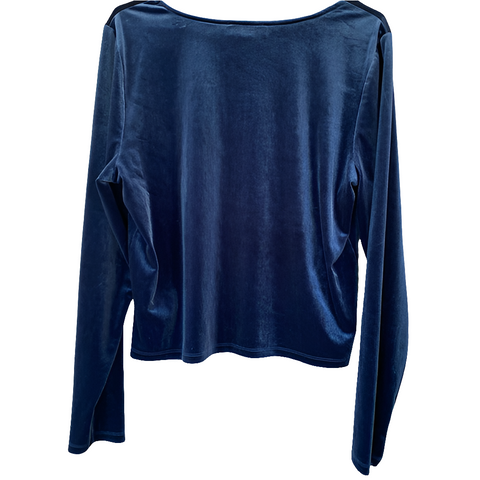 Forever 21 Women's Blue Velvet Square Neck Full Sleeve Blouse | Forever 21 In Lebanon