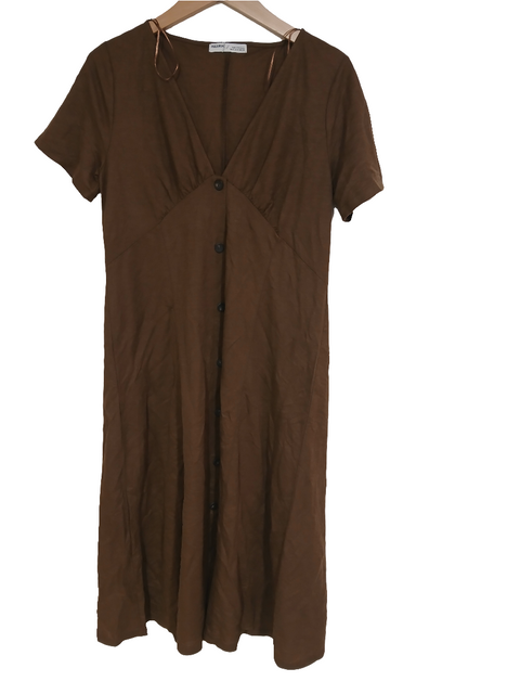 Pull&Bear Women's Brown Short-Sleeve Dress |Pull&Bear in Lebanon