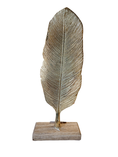 Trend & Ambiente Gold Aluminum Feather On Base |Trend & Ambiente In Lebanon