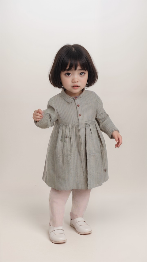 POMPdeLUX Baby Girl's Light Green Stripe Dress | POMPdeLUX In Lebanon