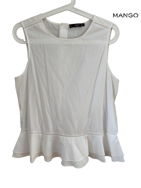 Mango Women's White Sleeveless Top| Mango in Lebanon