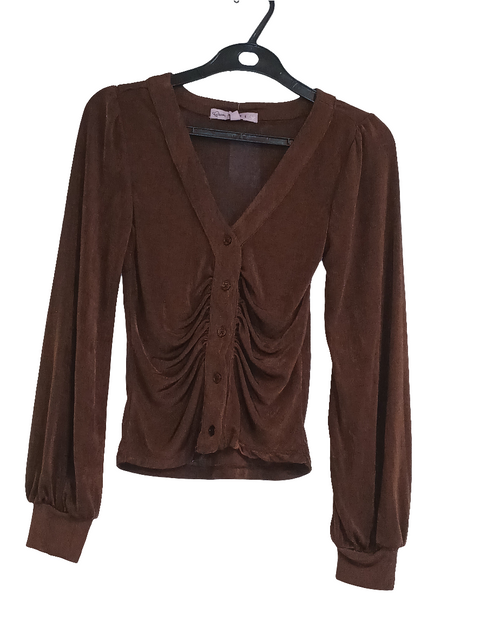 Crave Fame Women's Brown Long-Sleeve Blouse |Crave Fame In Lebanon