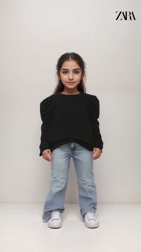 Zara Girl's Black Long-Sleeve T-Shirt |Zara in Lebanon