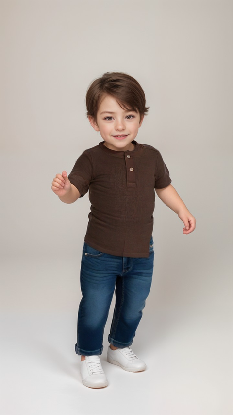POMPdeLUX Baby Boy Brown Long Sleeve Blouse | POMPdeLUX in Lebanon