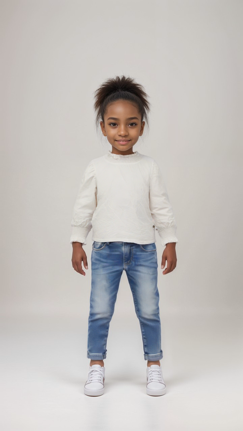 POMPdeLUX Girl's Off-White Long Sleeve Blouse | POMPdeLUX in Lebanon