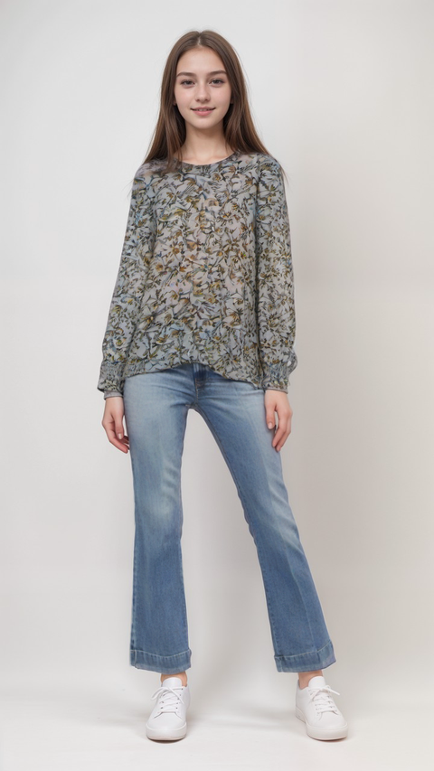 POMPdeLUX Girl's Multicolor Long-Sleeve Blouse | POMPdeLUX in Lebanon