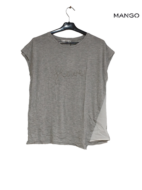 Mango Women's Grey Short-Sleeve T-Shirt | Mango in Lebanon