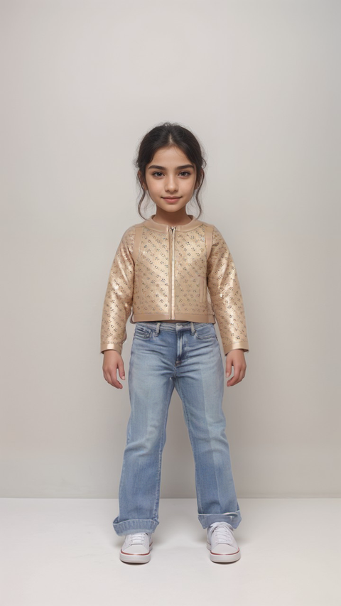Boboli Girl's Gold Leather Jacket| Boboli in Lebanon