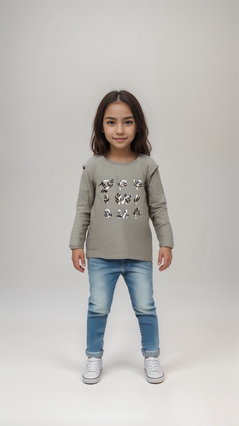 POMPdeLUX Girl's Dusty Green Long-Sleeve Blouse | POMPdeLUX in Lebanon