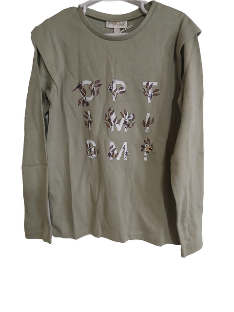 POMPdeLUX Girl's Dusty Green Long-Sleeve Blouse | POMPdeLUX in Lebanon