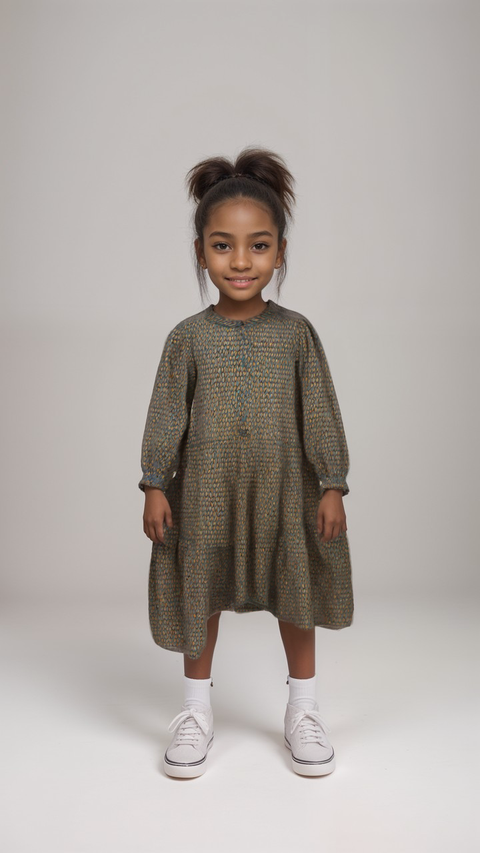 POMPdeLUX Girl's Multicolor Long-Sleeve Dress |POMPdeLUX in Lebanon