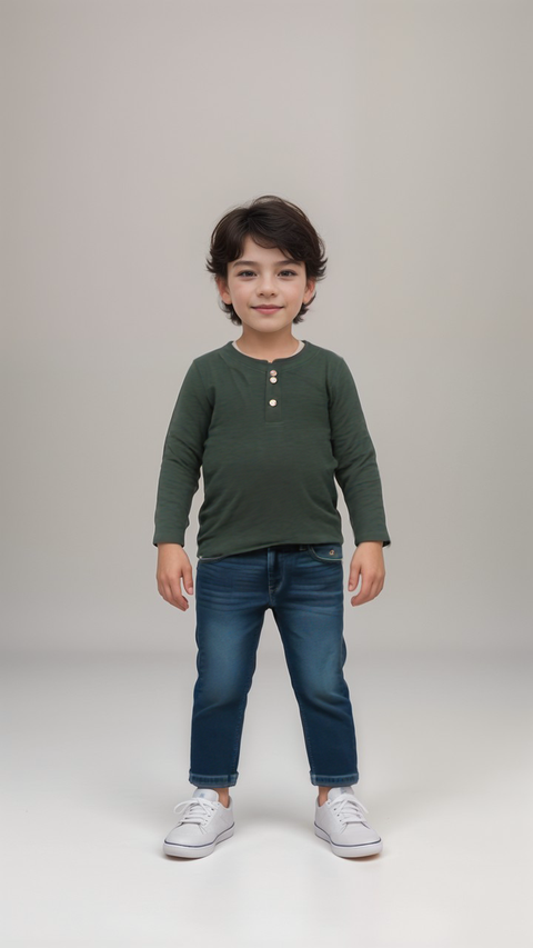 POMPdeLUX Boy's Dark Green Long Sleeve Blouse| POMPdeLUX in Lebanon