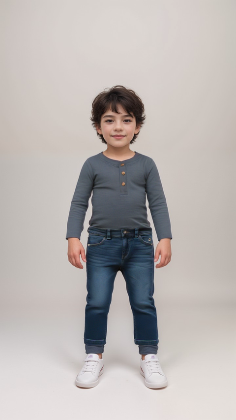 POMPdeLUX Boy's Petrol Long Sleeve Blouse | POMPdeLUX in Lebanon