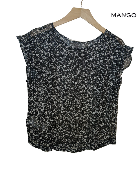 Mango Women's Black See-Through Top| Mango in Lebanon