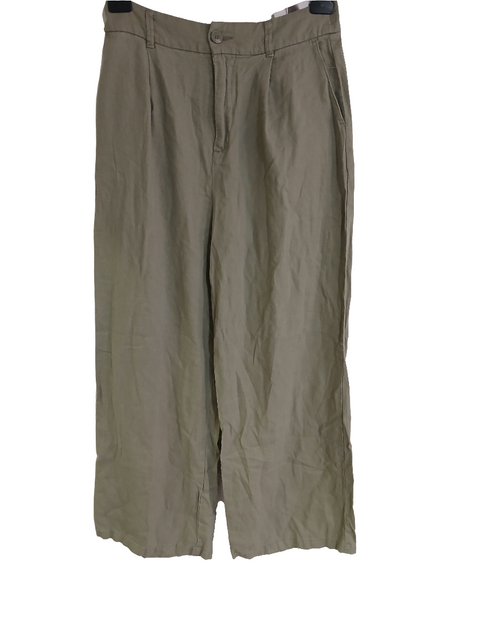 Rewash Women's Green Wide Leg Loose Cut Linen Blend Pant |Rewash In Lebanon