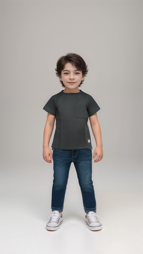 POMPdeLUX Boy's Dark Green Short-Sleeve T-Shirt |POMPdeLUX in Lebanon