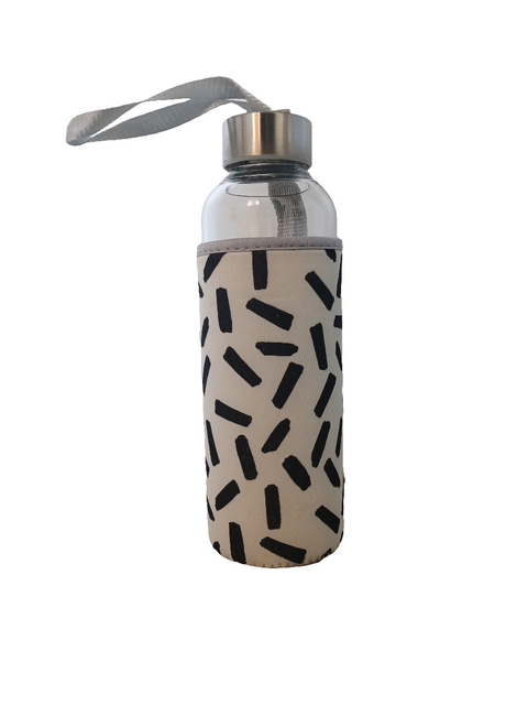C & A Transparent Glass Bottle With Beige Insulator Sleeve 500ml | C & A In Lebanon