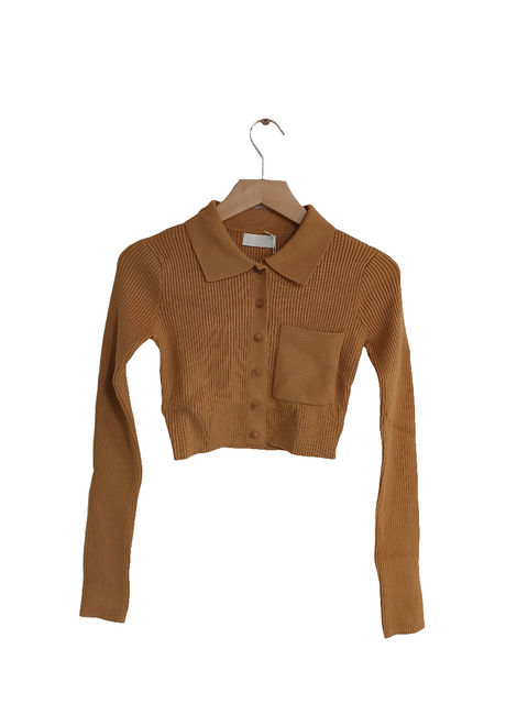 LeGer Women's Light Brown Long-Sleeve Cropped Sweatshirt |LeGer in Lebanon