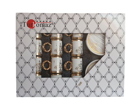 Turkomaz White & Gold Coffee Set 24pcs | Turkomaz In Lebanon