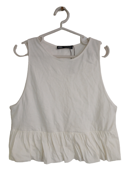 Zara Women's White Sleeveless Crop Top | Zara In Lebanon