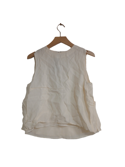 Mango Women's Off White Jacquard Stripe Sleeveless Blouse |Mango In Lebanon
