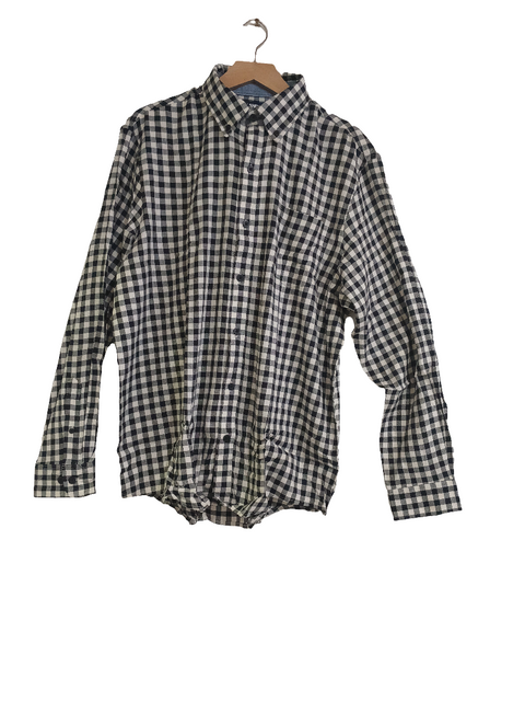 Lands End Men's Black & White Checkered Long Sleeve Shirt | Lands End In Lebanon
