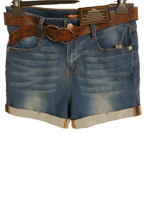 Dollhouse Women's Belted High-Rise Cuff  Denim Shorts |Dollhouse In Lebanon