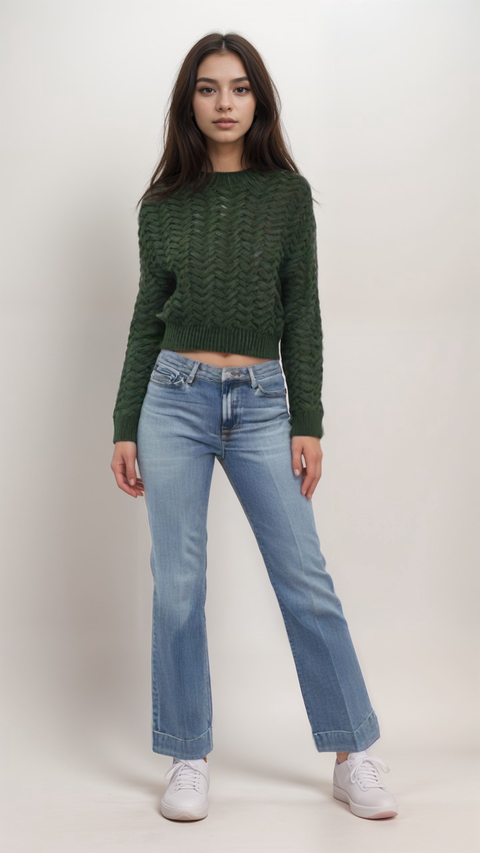 LeGer Women's Dark Green Long-Sleeve Sweatshirt |LeGer in Lebanon