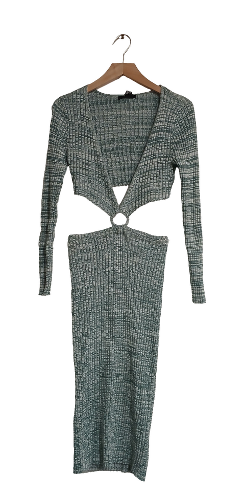 Forever 21 Women's Green and White Cutout V-Neck Dress | Forever 21 In Lebanon
