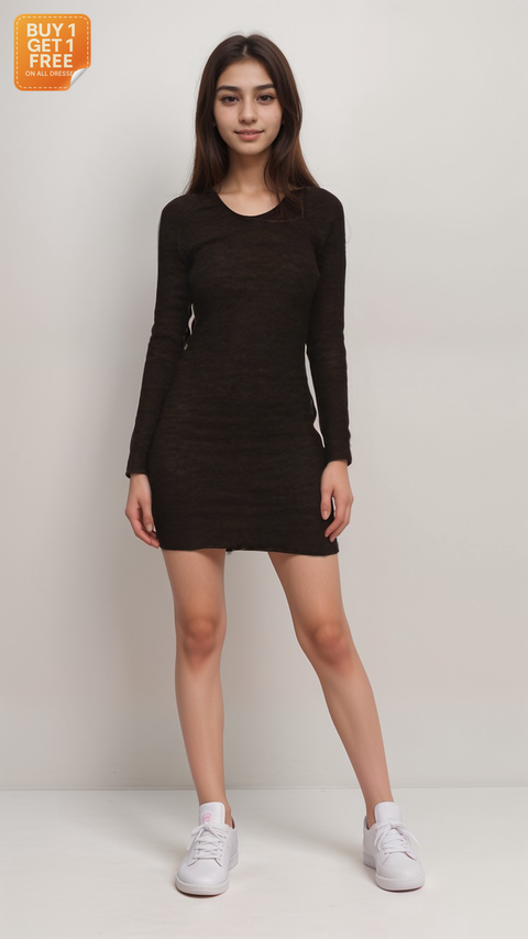 LeGer Women's Dark Brown Long-Sleeve Dress| LeGer in Lebanon