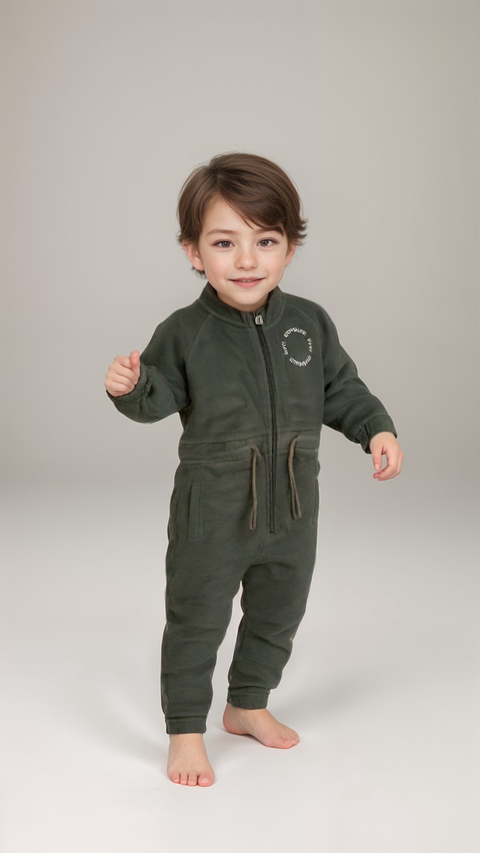 POMPdeLUX Baby Boy's Green Alex LT Fleece Jumpsuit  |POMPdeLUX in Lebanon
