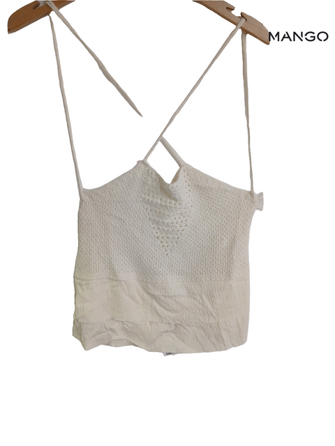 Mango Women's Off-White Sleeveless Top| Mango in Lebanon