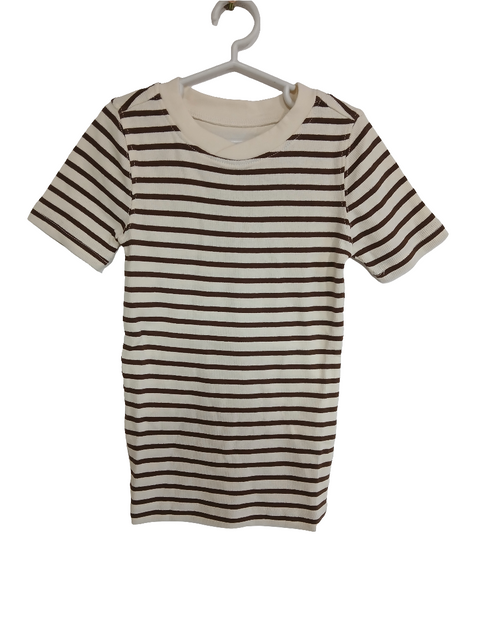 POMPdeLUX Girl's Beige/Brown Striped Short-Sleeve T-shirt |POMPdeLUX in Lebanon
