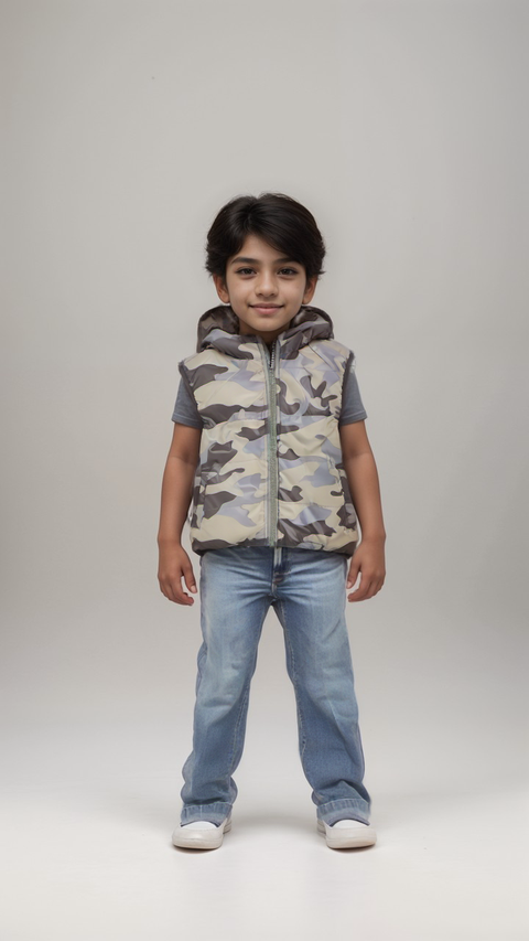 Boboli Boy's Camouflage Puffer Vest| Boboli in Lebanon