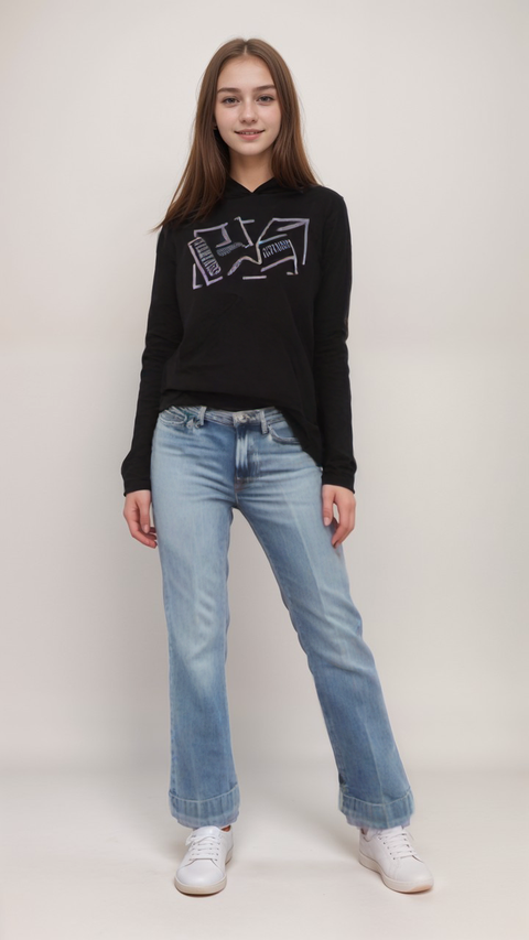 S.Oliver Girl's Black Long-Sleeve Hoodie |S.Oliver in Lebanon