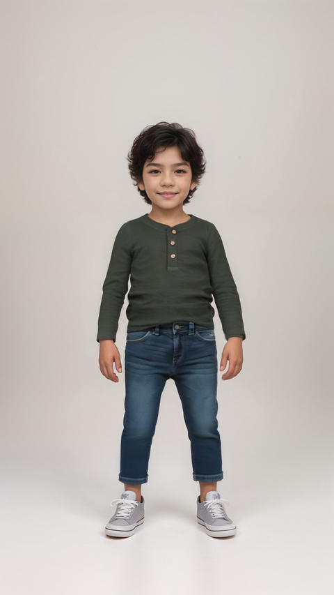POMPdeLUX Boy's Dark Green Long Sleeve knit Blouse| POMPdeLUX in Lebanon