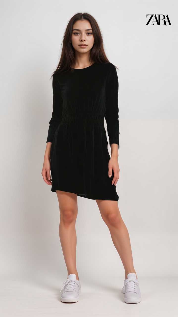 Zara Women's Black Long-Sleeve Dress |Zara in Lebanon