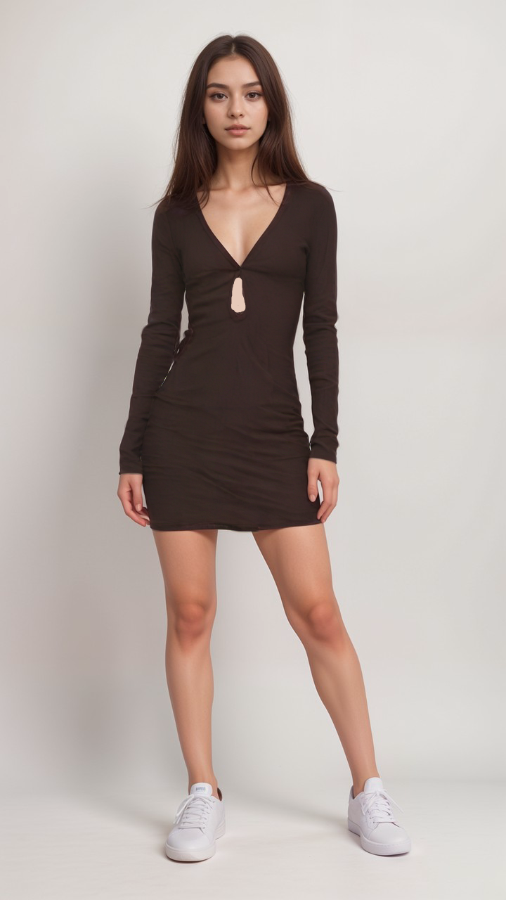 LeGer Women's Brown Long-Sleeve Dress| LeGer in Lebanon