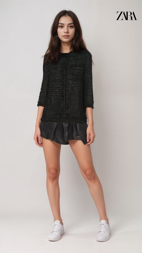Zara Women's Black Long-Sleeve Dress |Zara in Lebanon