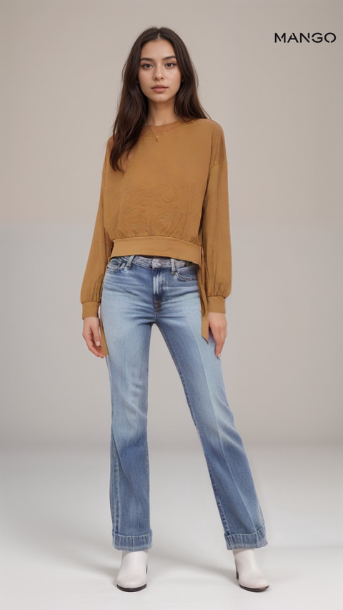 Mango Women's Beige Long-Sleeve Sweatshirt| Mango in Lebanon