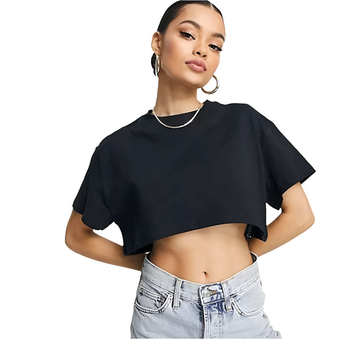 Forever 21 Women's Black Short Sleeve Crop Top | Forever 21 In Lebanon