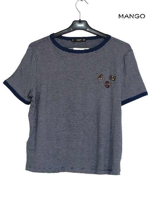Mango Women's Navy Striped Short-Sleeve T-Shirt | Mango in Lebanon
