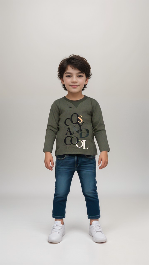 POMPdeLUX Boy's Dark Green Long Sleeve Blouse | POMPdeLUX in Lebanon